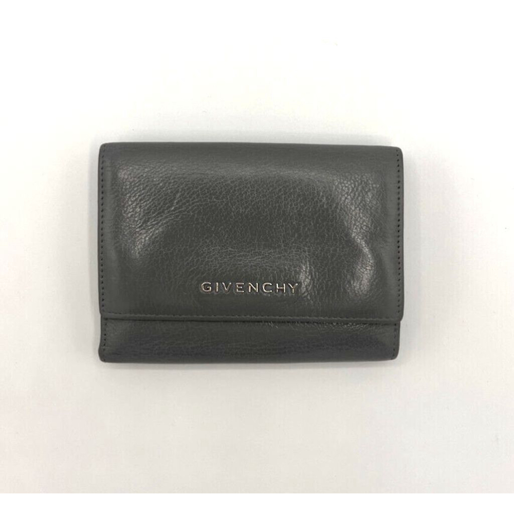 Authentic Givenchy Trifold Wallet - Grey Tumbled Leather